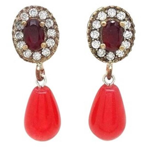 Rudy Halo Zircon, Chalcedony Dangle 925 Earring - Picture 1 of 2